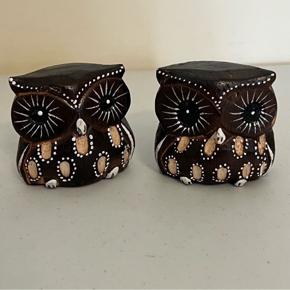 Hand carved and Hand painted Wooden Owls